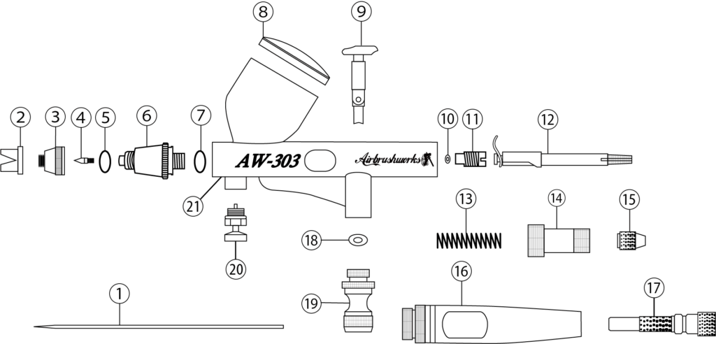 画像 エアブラシAW-3分解図